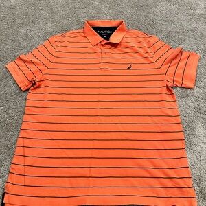 Nautica Orange Striped Polo Shirt